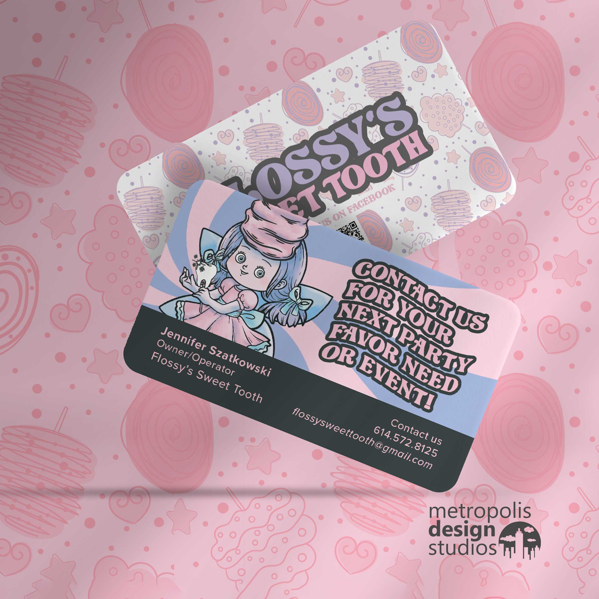 Business Card Design for Flossy's Sweet Tooth